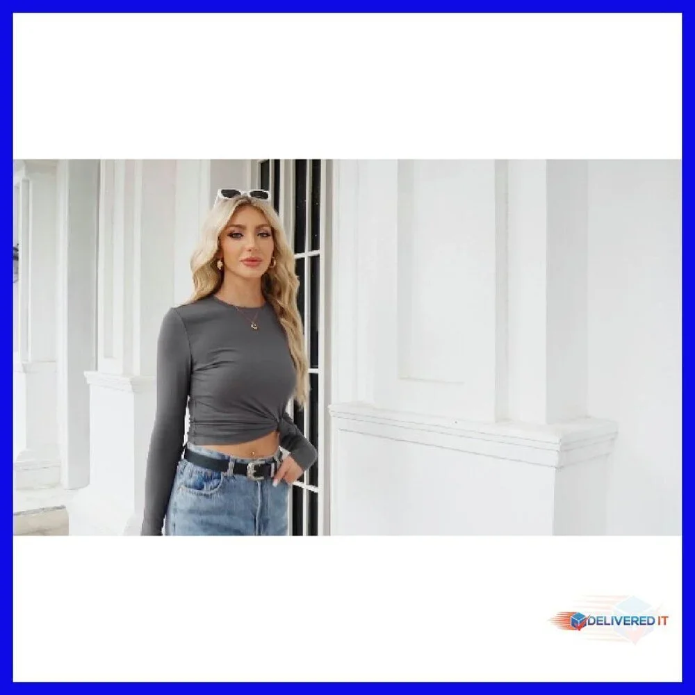 Women's Long Sleeve Slim Fit T-Shirts 3 Pack Crew Neck Basic Tops